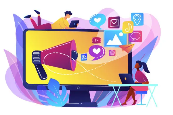 Illustration med en person der bruger digitale undervisningsmidler